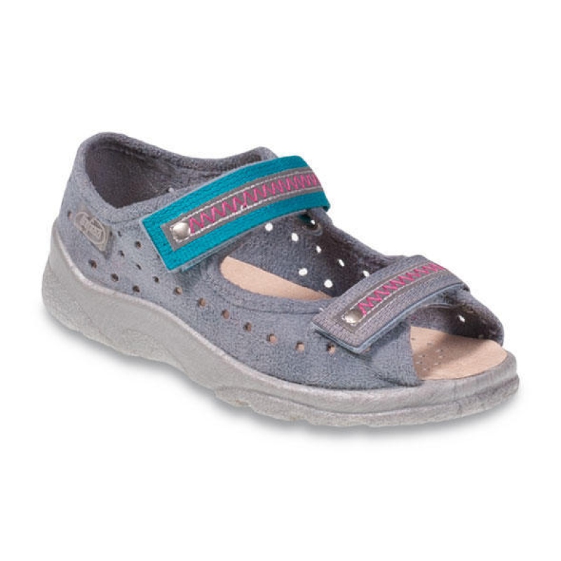 969Y096 31 - dív.sandálek s patou,kož.stélka, šedá