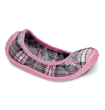 980X041 25 - dívčí nízká, káro šedo-růžové, kytka