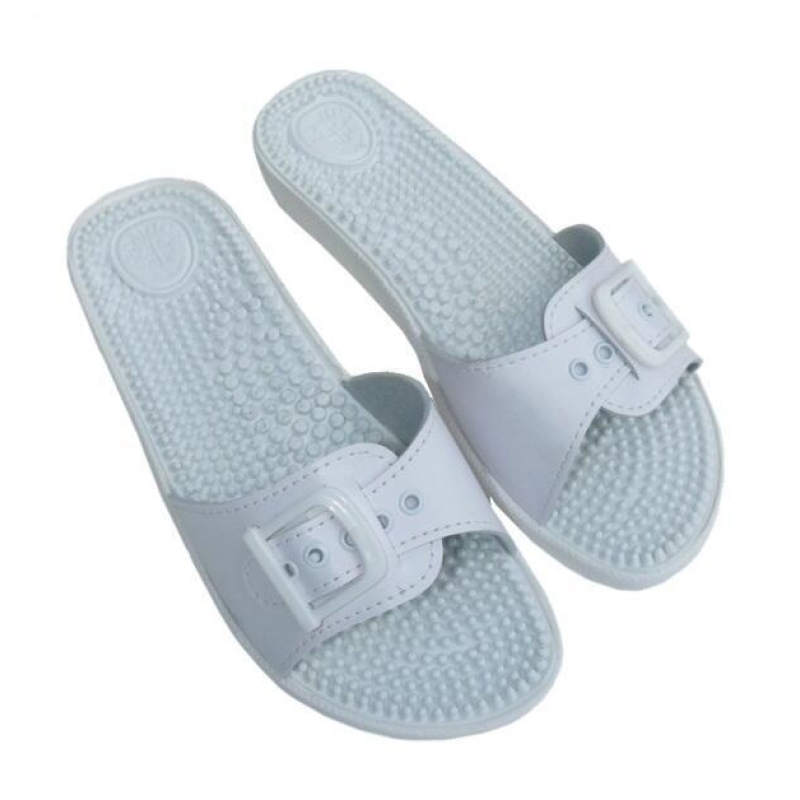 Dám.MASÁŽNÍ pantofle - jednopáskové (1pM) BÍLÁ 36