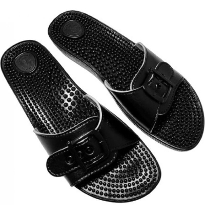 Dám.MASÁŽNÍ pantofle - jednopáskové (1pM) ČERNÁ 36