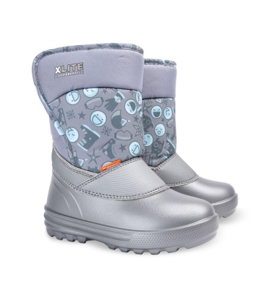 DEMAR-dětské sněhule REMI C stříbrný 1203C - rozepínání na suchý zip