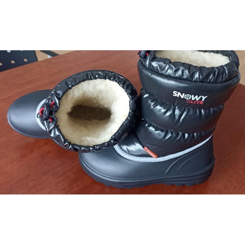 DEMAR - dětské sněhule SNOWY B černé 1212B zateplené ovčí vlnou NOVINKA 11/2023