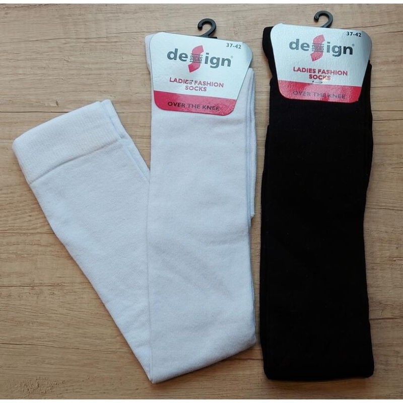 DESIGN SOCKS-NADKOLENKY, vel. 37-42 BÍLÁ