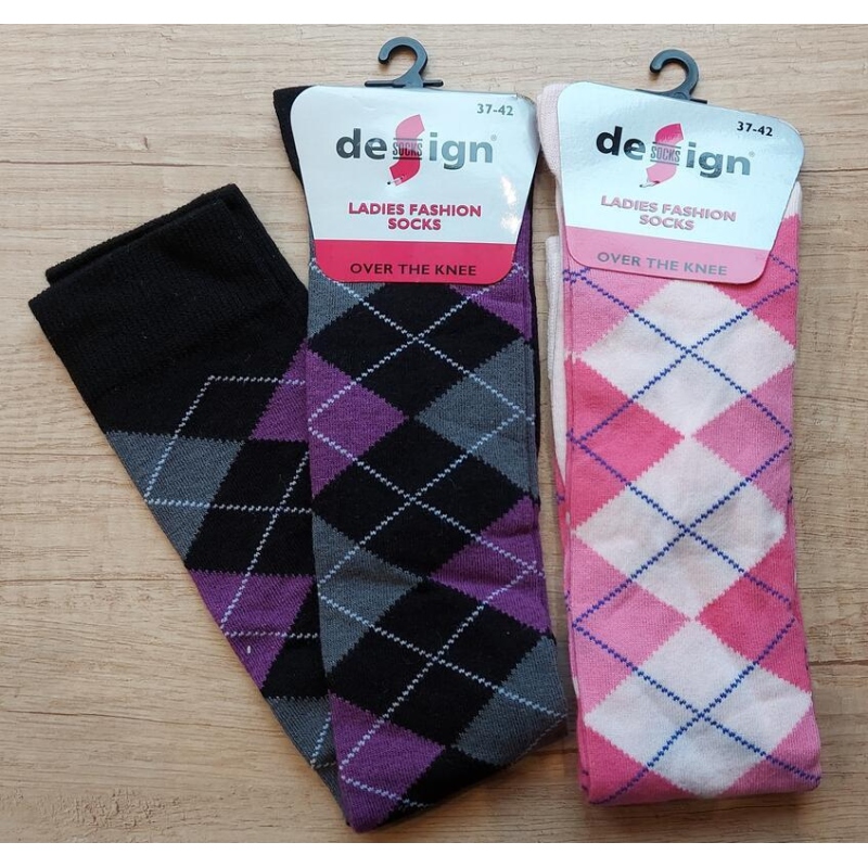 DESIGN SOCKS-NADKOLENKY, vel. 37-42 KÁRO