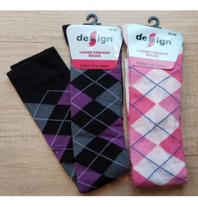 DESIGN SOCKS-NADKOLENKY, vel. 37-42 KÁRO