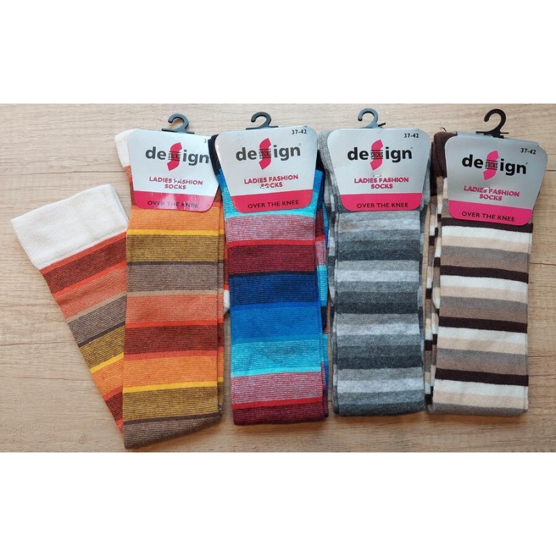 DESIGN SOCKS-NADKOLENKY, vel. 37-42 ŠIROKÝ PRUH
