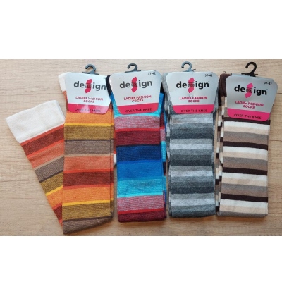 DESIGN SOCKS-NADKOLENKY, vel. 37-42 ŠIROKÝ PRUH