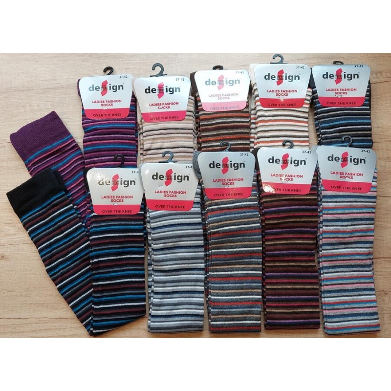 DESIGN SOCKS-NADKOLENKY, vel. 37-42 ÚZKÝ PRUH