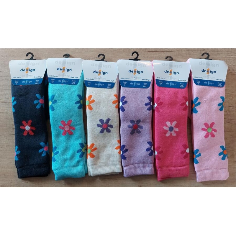DESIGN SOCKS-PODKOLENKY froté dětské, kytičky