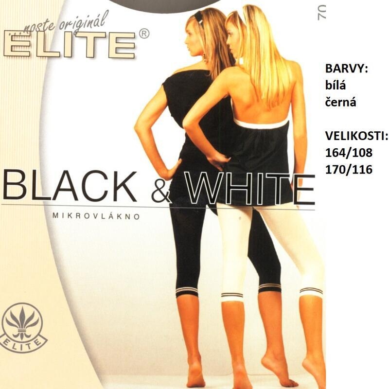 ELITE-DUO dámské 3/4 legíny BLACK & WHITE, 70 DEN