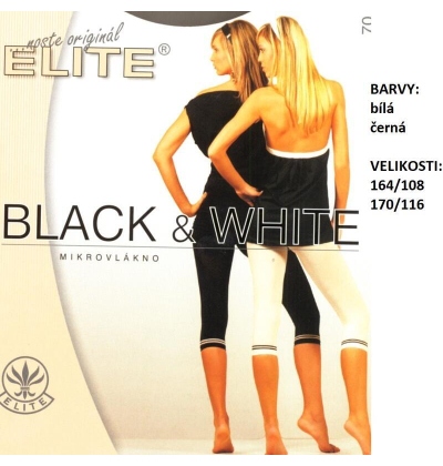 ELITE-DUO dámské 3/4 legíny BLACK & WHITE, 70 DEN