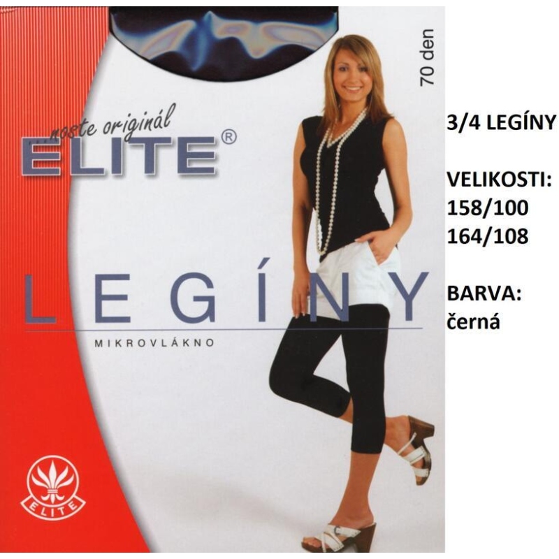 ELITE-LEGÍNY 3/4, 70 den, vel. 158/100 ČERNÁ