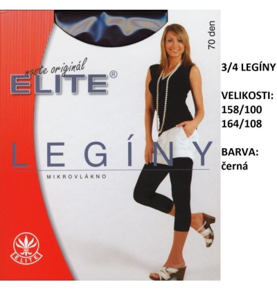 ELITE-LEGÍNY 3/4, 70 den, vel. 158/100 ČERNÁ