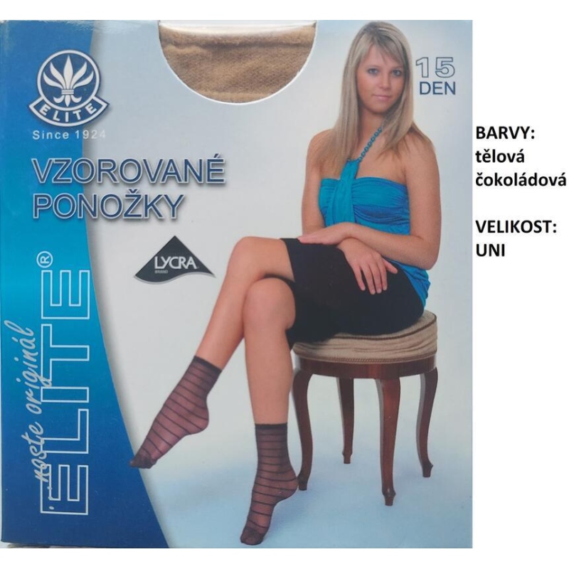 ELITE-LINDA vzorované ponožky proužek,15 den