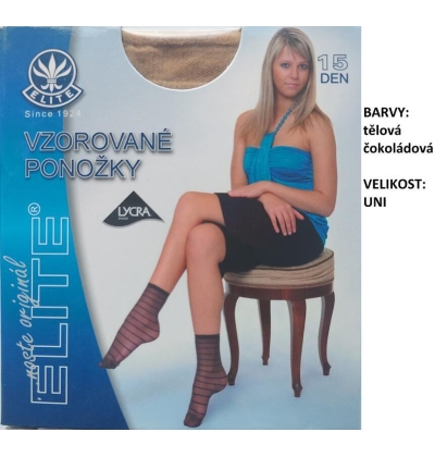 ELITE-LINDA vzorované ponožky proužek,15 den