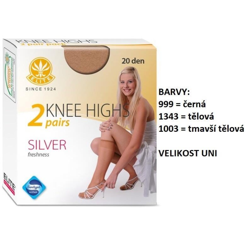ELITE-SARKA/2 silonové podkolenky, 2 páry, SILVER