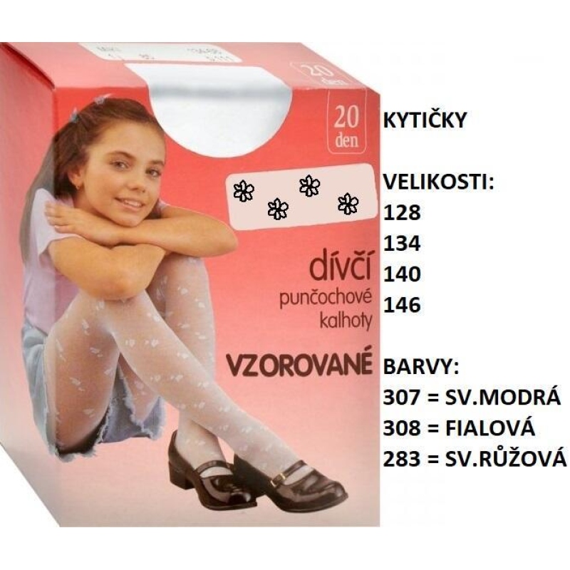 EVONA-MIKI 4 dětské punčochové kalhoty, vzor KYTKY