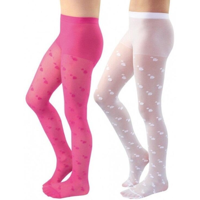 EVONA-MIKI dětské punčochové kalhoty, vzor SRDCE
