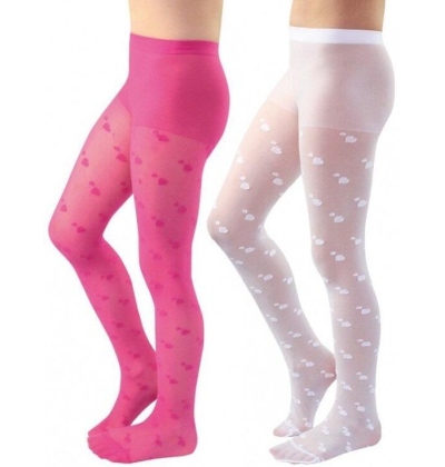 EVONA-MIKI dětské punčochové kalhoty, vzor SRDCE