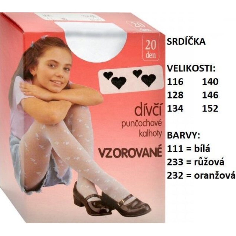 EVONA-MIKI dětské punčochové kalhoty, vzor SRDCE