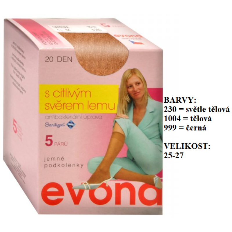 EVONA-NAPRIMA podkolenky, zdravotní lem, 5 párů