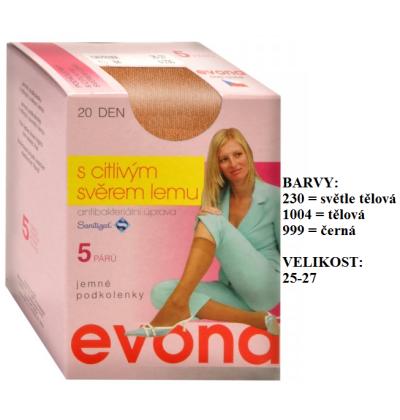 EVONA-NAPRIMA podkolenky, zdravotní lem, 5 párů