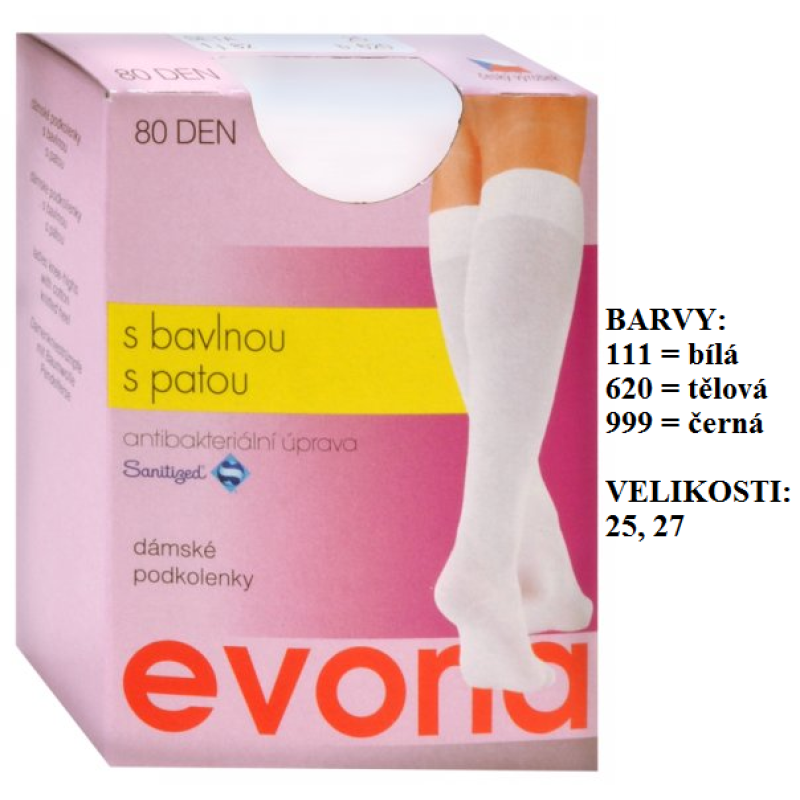 EVONA-SETA podkolenky s bavlnou a patou