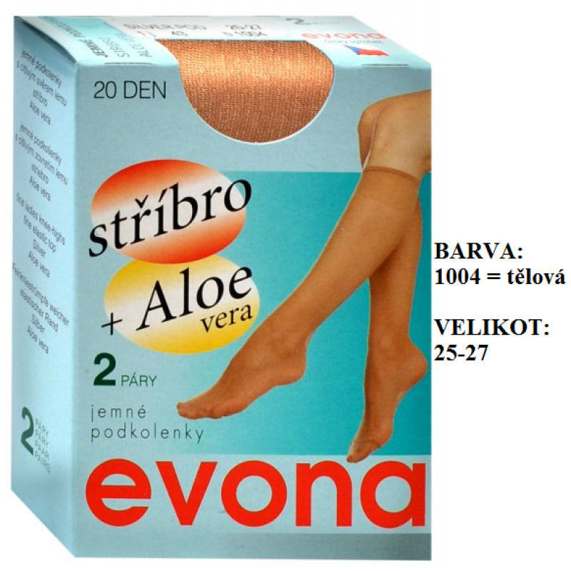 EVONA-SILVER PODK podkolenky, stříbro+ALOE