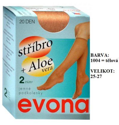 EVONA-SILVER PODK podkolenky, stříbro+ALOE