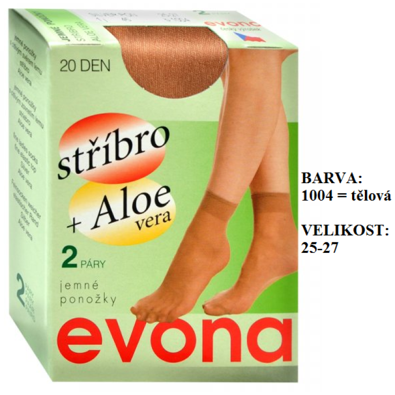 EVONA-SILVER PON ponožky, stříbro + ALOE