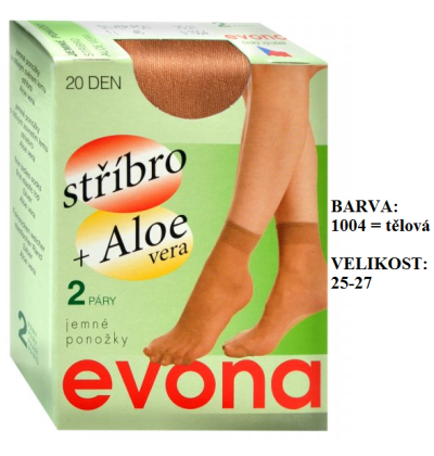 EVONA-SILVER PON ponožky, stříbro + ALOE