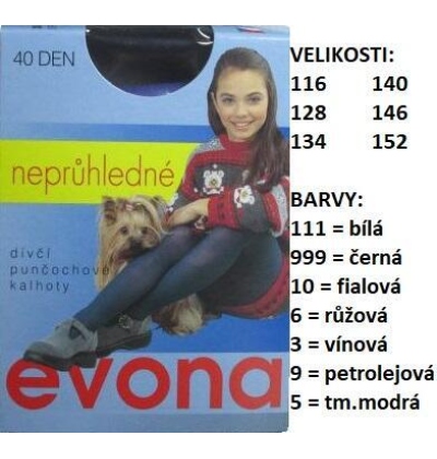 EVONA-TERKA dětské neprůhledné punčochové kalhoty