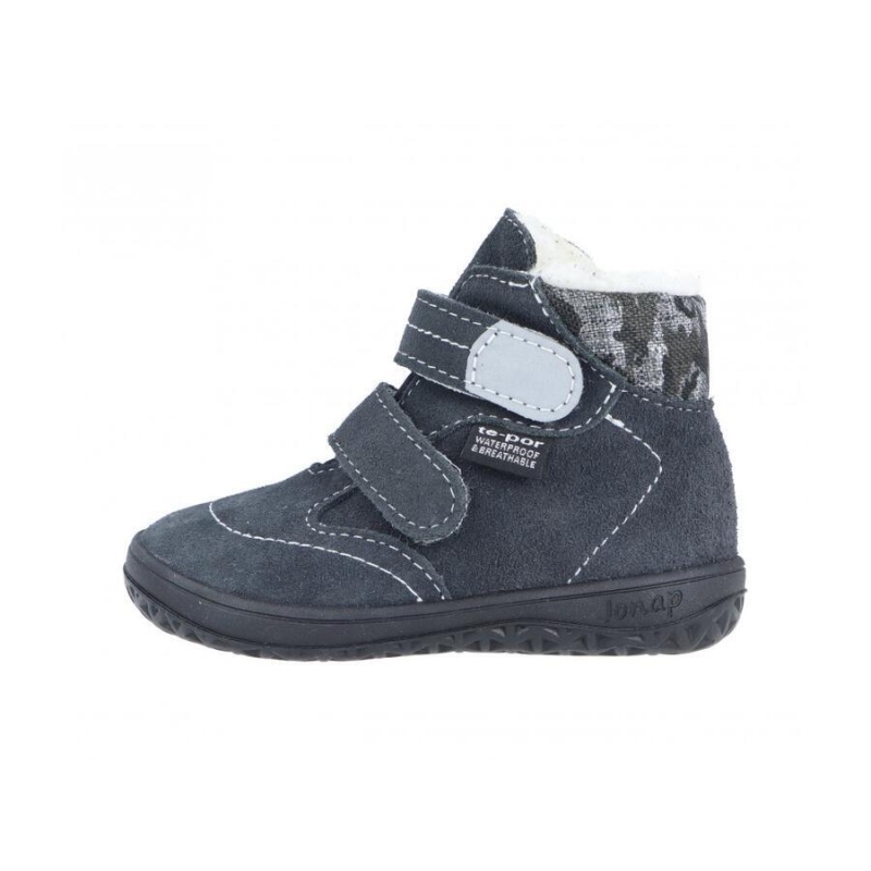 JONAP B5 S - kožené zimní, velur, šedá s memránou TE-POR