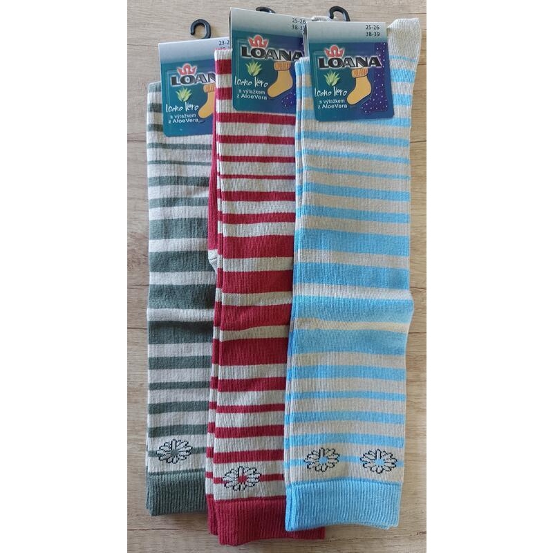 LOANA-50216 PODKOLENKY pruhy + kytičky
