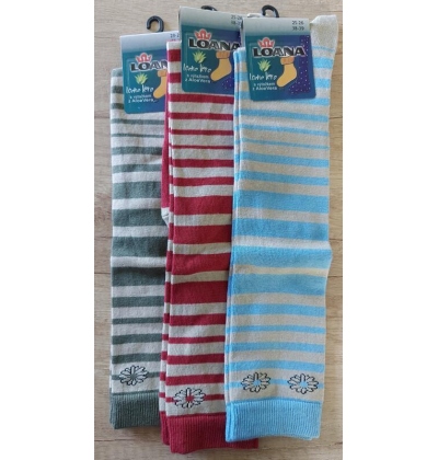 LOANA-50216 PODKOLENKY pruhy + kytičky