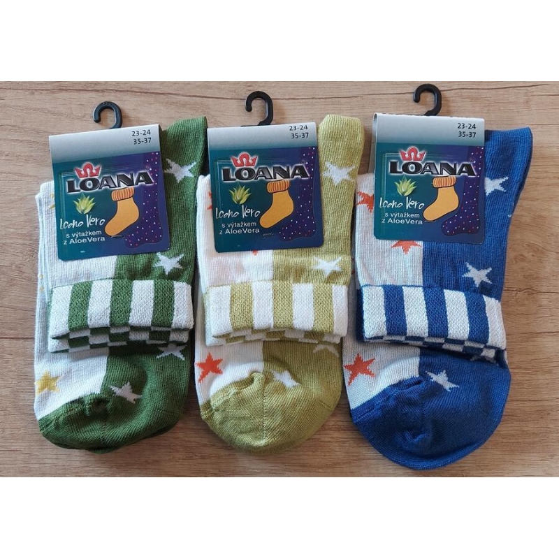 LOANA-52087 ponožky 3/4 s hvězdičkami