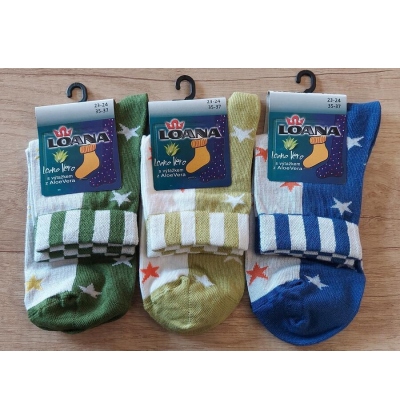 LOANA-52087 ponožky 3/4 s hvězdičkami