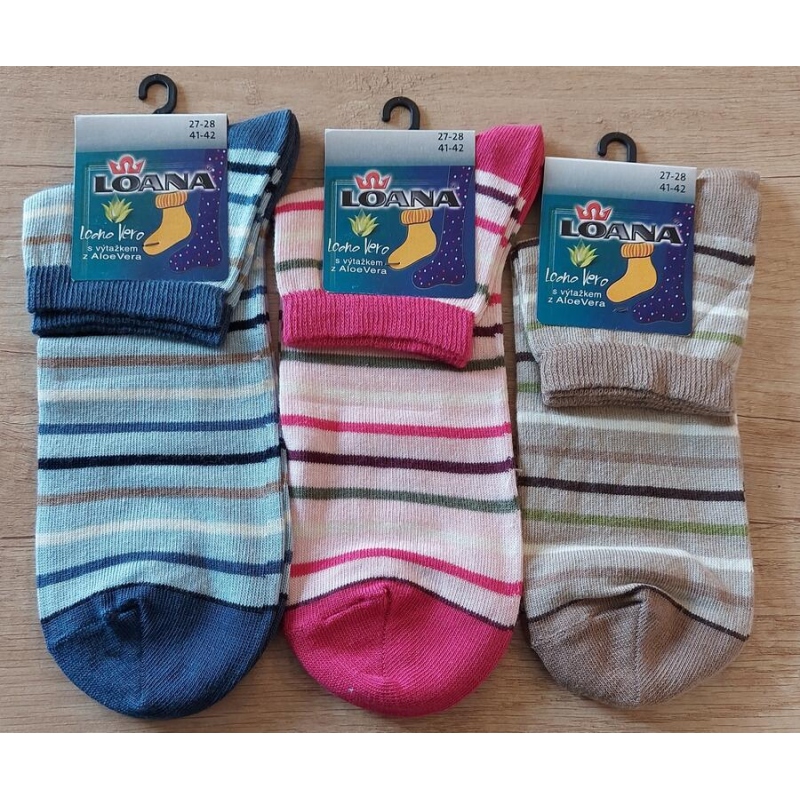 LOANA-53022 ponožky 3/4 proužkované