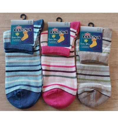 LOANA-53022 ponožky 3/4 proužkované