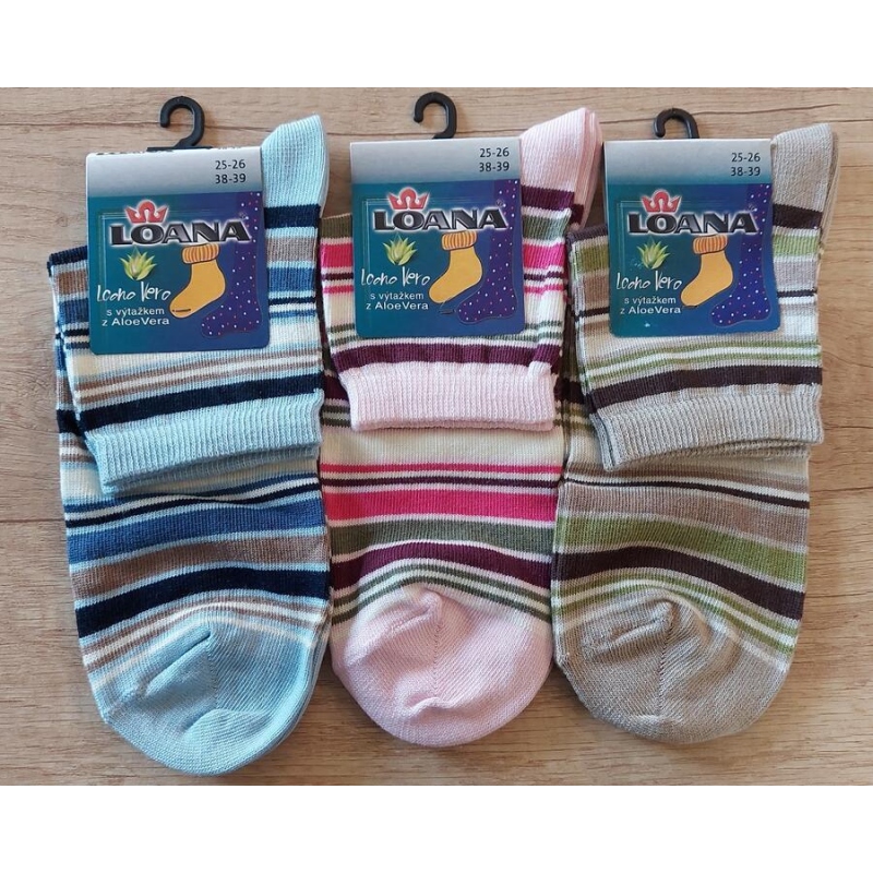 LOANA-53023 ponožky 3/4 proužkované