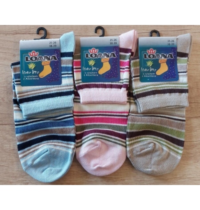 LOANA-53023 ponožky 3/4 proužkované