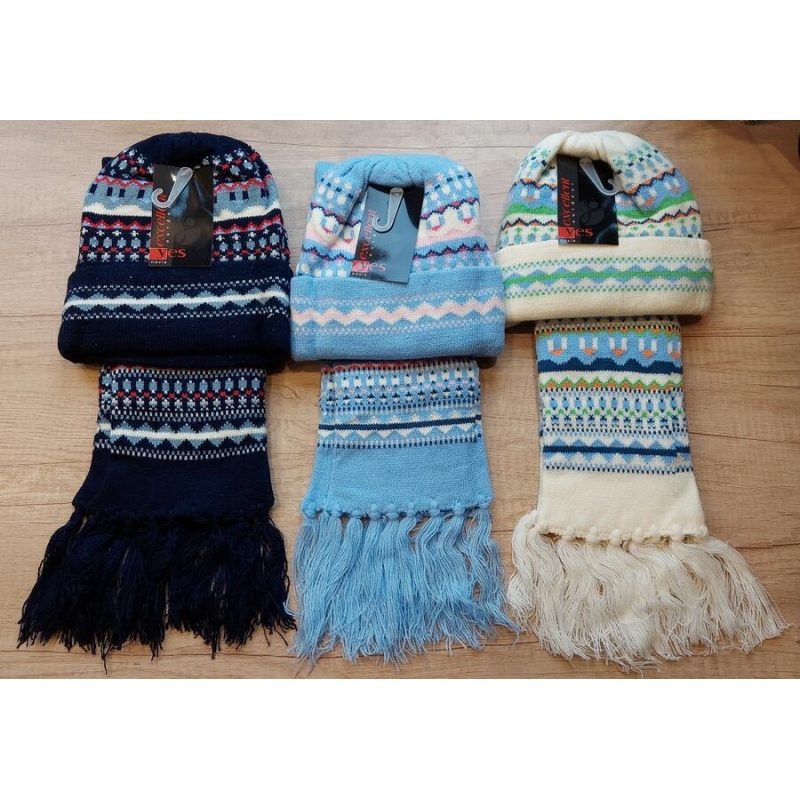 N232 - DĚTSKÝ SET ČEPICE + ŠÁLA - KRÉMOVÁ