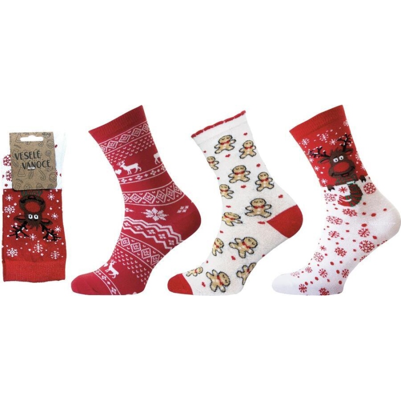 NOVIA-1097 Dámské vánoční ponožky, lycra, 36-40