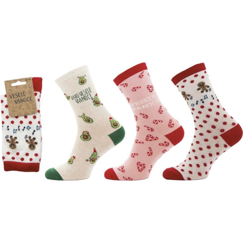 NOVIA-1099 Dámské vánoční ponožky, lycra, 36-40