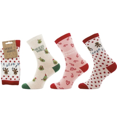 NOVIA-1099 Dámské vánoční ponožky, lycra, 36-40
