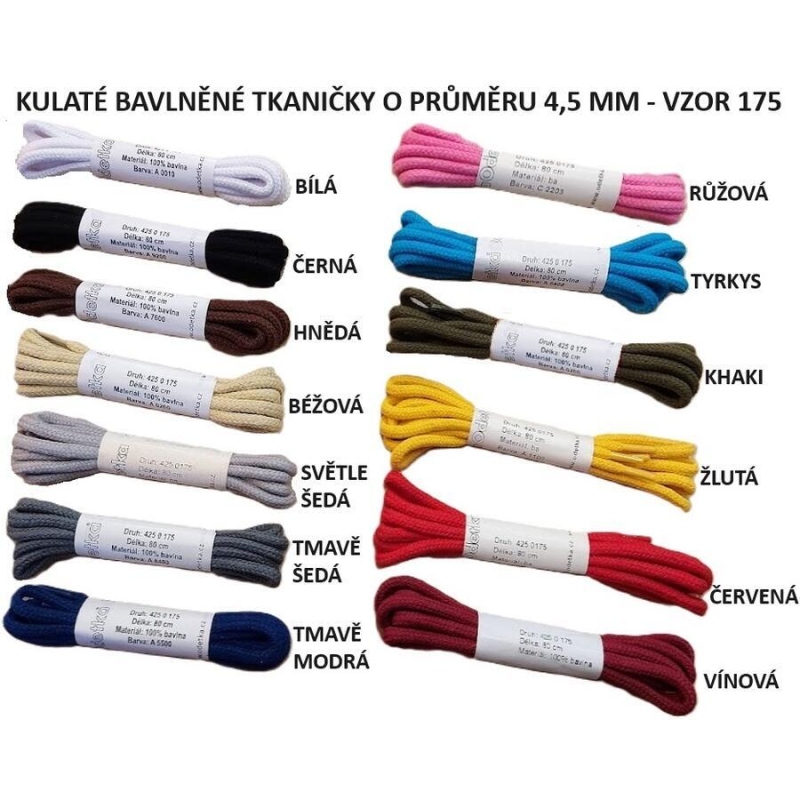 ODETKA-175 TKANIČKY bavlněné, průměr 4,5 mm, délka 120 cm