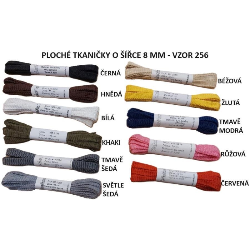 ODETKA-256 TKANIČKY ploché, šířka 8 mm, délka 150 cm