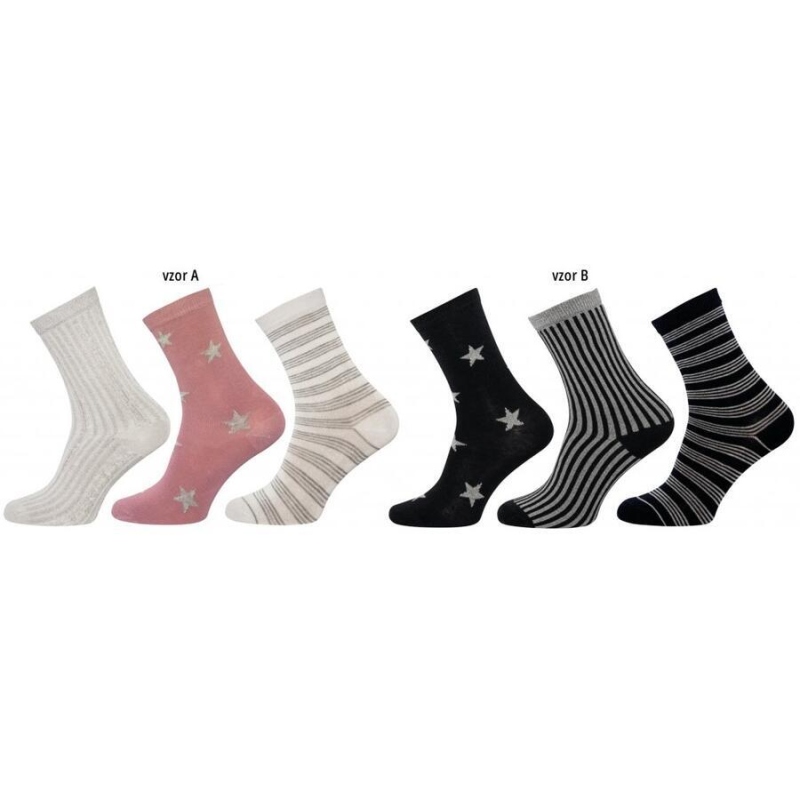 V040  S07 - dámské ponožky lurex,vel.UNI, VZOR A